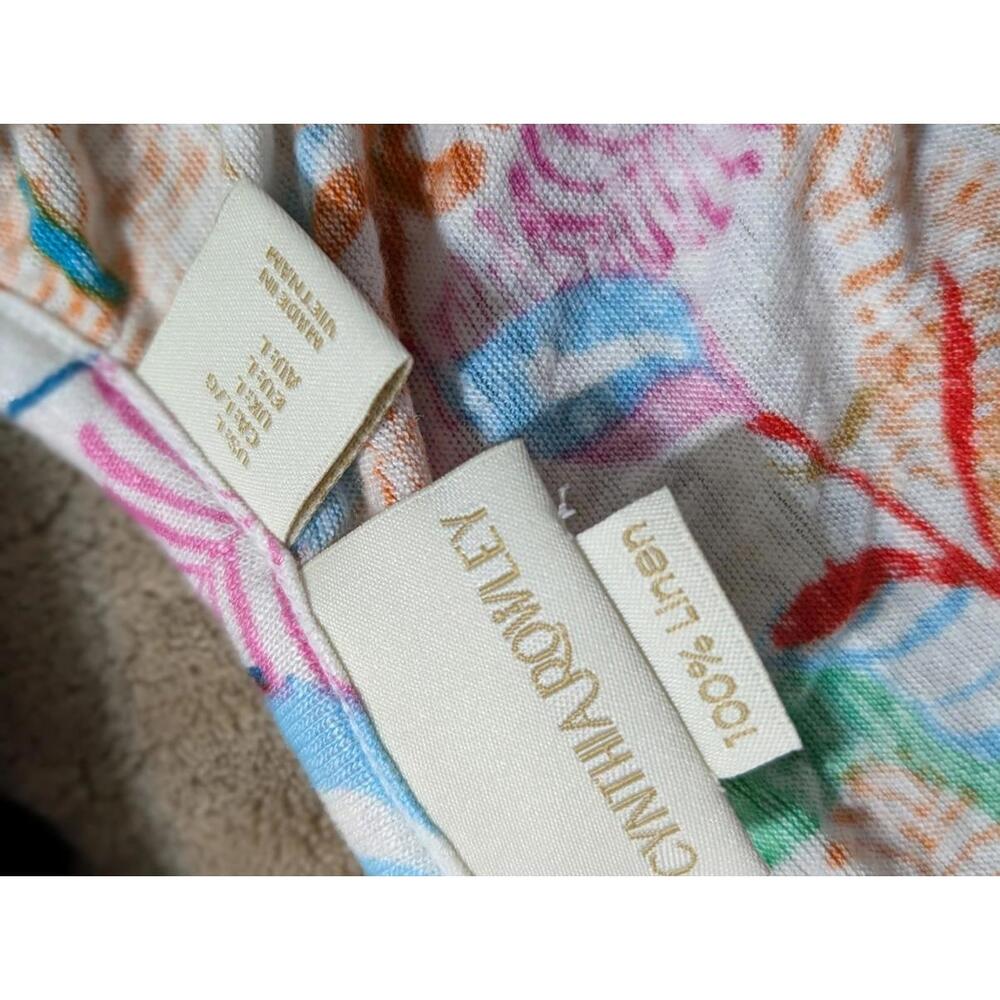 Cynthia Rowley New York Tropical Top Straps Lar. 100% Linen Travel - Picture 3 of 3